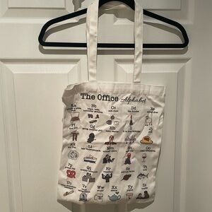 The office alphabet tote bag